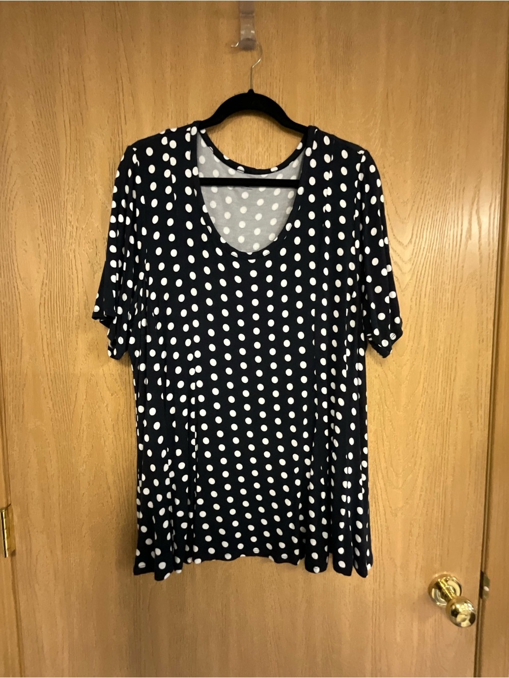 Lane Bryant Black Scoop Neck Polka Dot Tee